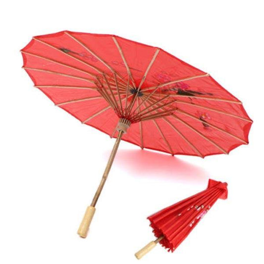 Handmade Chinese Floral Umbrella – Traditional Cloth Parasol for Wedding, Dance Performances, Photography Props & Home Décor (Random Color) 1pc