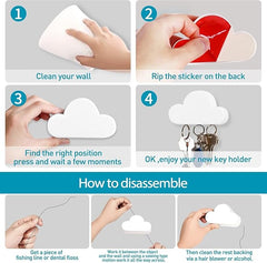 Cloud Shape Magnetic Key Holder for Wall | Strong Magnet Key Holder for Multiple Keys, Home & Office Decor 1 pc white