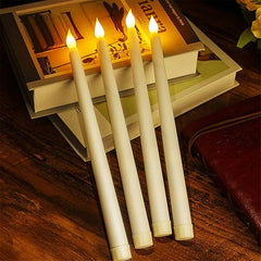 LED Cream Taper Candles – Battery Powered Flameless Long Candles with Smooth Wax Finish for Home, Wedding, Christmas, Church & Party Decor  Beige Pack of 6