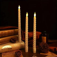 LED Curved Taper Candles – Flameless Smokeless Decorative Curve Candles for Home Décor, Valentine, Candlelight Dinner, Bedroom & Events Yellow Pack of 6