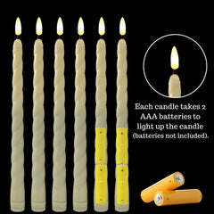 LED Curved Taper Candles – Flameless Smokeless Decorative Curve Candles for Home Décor, Valentine, Candlelight Dinner, Bedroom & Events Yellow Pack of 6