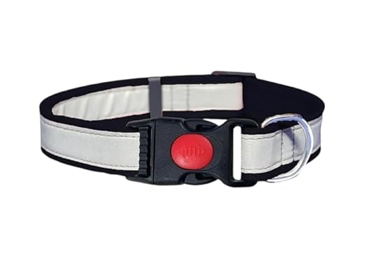 Doggy Neck Belt – Adjustable Nylon Dog Collar with Reflective Design, Quick-Release Buckle, Soft & Breathable for All Dog Sizes (Black M) 1pc