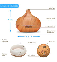 Humidifier Aroma Diffuser 500ML Essential Oil Diffuser with Remote