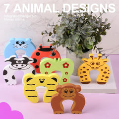 Door Pinch Guard for Baby Safety – Soft Foam Door Stopper to Prevent Finger Pinch Injuries & Accidental Lock-In | Cartoon Animal Door Slam Protector for Kids & Pets Multicolor Pack of 5