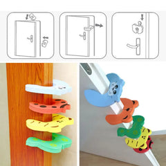 Door Pinch Guard for Baby Safety – Soft Foam Door Stopper to Prevent Finger Pinch Injuries & Accidental Lock-In | Cartoon Animal Door Slam Protector for Kids & Pets Multicolor Pack of 5