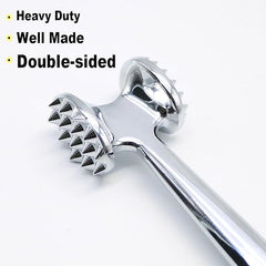Double Sided Meat Tenderizer Hammer – Heavy Duty Stainless Steel Zinc Alloy Mallet for Steak, Chicken & Meat Pounding Kitchen Tool Silver 1pc