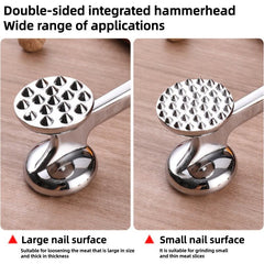 Double Sided Meat Tenderizer Hammer – Heavy Duty Stainless Steel Zinc Alloy Mallet for Steak, Chicken & Meat Pounding Kitchen Tool Silver 1pc