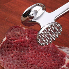 Double Sided Meat Tenderizer Hammer – Heavy Duty Stainless Steel Zinc Alloy Mallet for Steak, Chicken & Meat Pounding Kitchen Tool Silver 1pc
