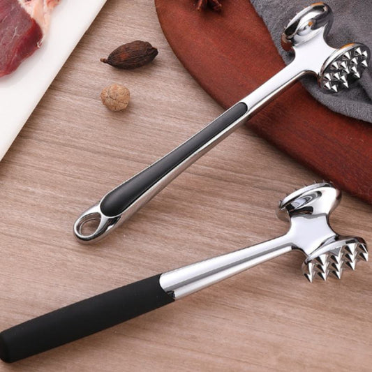 Double Sided Meat Tenderizer Hammer – Heavy Duty Stainless Steel Zinc Alloy Mallet for Steak, Chicken & Meat Pounding Kitchen Tool Silver 1pc