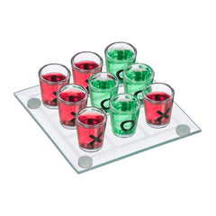 Tic Tac Toe Shot Glass Drinking Game – Premium Glass Board with Shot Glasses, Fun Party Game for Adults 1pc