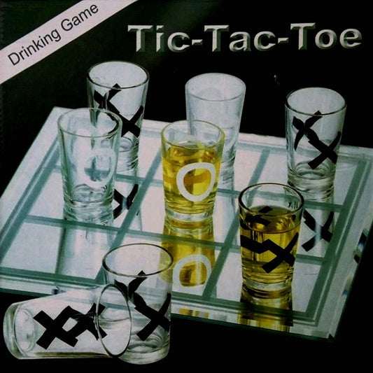 Tic Tac Toe Shot Glass Drinking Game – Premium Glass Board with Shot Glasses, Fun Party Game for Adults 1pc