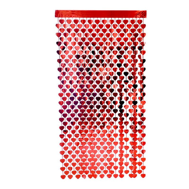 Red Heart Foil Fringe Curtain Backdrop for Valentine’s Day, Birthday & Wedding Party Decoration | Shiny Heart Streamer Photo Booth Decor Red 1pc