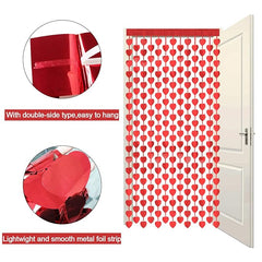 Red Heart Foil Fringe Curtain Backdrop for Valentine’s Day, Birthday & Wedding Party Decoration | Shiny Heart Streamer Photo Booth Decor Red 1pc