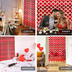 Red Heart Foil Fringe Curtain Backdrop for Valentine’s Day, Birthday & Wedding Party Decoration | Shiny Heart Streamer Photo Booth Decor Red 1pc