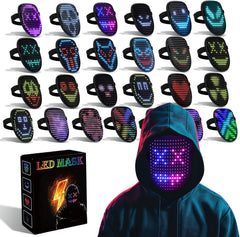 LED Face Mask with Gesture Control – RGB Animated Light Up Rechargeable Mask for Cosplay, Parties, Festivals & Halloween 1pc