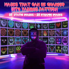 LED Face Mask with Gesture Control – RGB Animated Light Up Rechargeable Mask for Cosplay, Parties, Festivals & Halloween 1pc