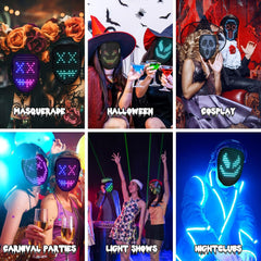 LED Face Mask with Gesture Control – RGB Animated Light Up Rechargeable Mask for Cosplay, Parties, Festivals & Halloween 1pc