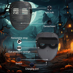 LED Face Mask with Gesture Control – RGB Animated Light Up Rechargeable Mask for Cosplay, Parties, Festivals & Halloween 1pc