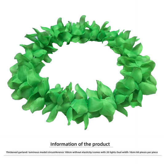 LED Light Up Hawaii Flower Garland Necklace – Glowing Hula Luau Leis for Beach, Birthday & Party Decorations Random 1pc