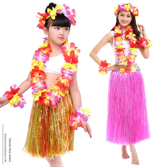 LED Light Up Hawaii Flower Garland Necklace – Glowing Hula Luau Leis for Beach, Birthday & Party Decorations Random 1pc