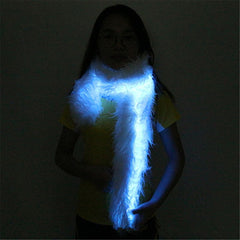 LED Light Up Scarf – Glow Flashing Fur Scarf for Rave, Party, Festival, Burning Man & Costume Outfit 1pc Random