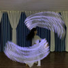 LED Silk Fan Veil for Belly Dance – Light Up Illuminated Dance Fan Props for Stage Performance, Worship, Rave & Costume Parties White 1 pair