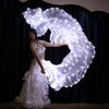 LED Silk Fan Veil for Belly Dance – Light Up Illuminated Dance Fan Props for Stage Performance, Worship, Rave & Costume Parties White 1 pair