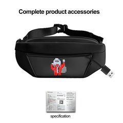 LED Sling Bag with App Control | Smart LED Crossbody Chest Bag | Waterproof Anime Display Fanny Pack for Men | Festival, Party & Gift Use Black 1pc