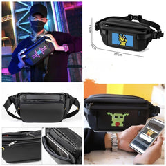 LED Sling Bag with App Control | Smart LED Crossbody Chest Bag | Waterproof Anime Display Fanny Pack for Men | Festival, Party & Gift Use Black 1pc