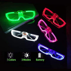 LED Light Up Sunglasses for Parties, Raves & Festivals | Luminous Neon Glasses for Kids & Adults | Birthday, Carnival & Costume Party Accessories 1pc Random