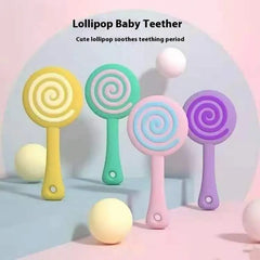 Lollipop Shaped Baby Teether – BPA Free Silicone Teething Toy for Infants & Babies | Soft Organic Teether for Gum Relief & Sensory Development  Pack of 4, Multicolor