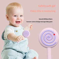 Lollipop Shaped Baby Teether – BPA Free Silicone Teething Toy for Infants & Babies | Soft Organic Teether for Gum Relief & Sensory Development  Pack of 4, Multicolor