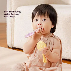 Lollipop Shaped Baby Teether – BPA Free Silicone Teething Toy for Infants & Babies | Soft Organic Teether for Gum Relief & Sensory Development  Pack of 4, Multicolor