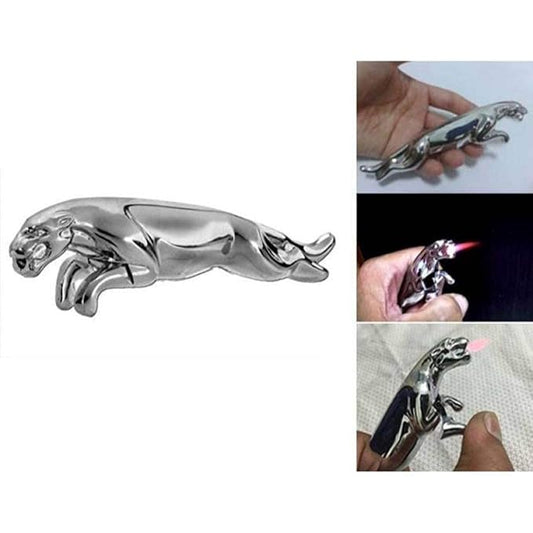 Puma Design Cigarette Pocket Lighter – Windproof Green Flame, Refillable, Stylish Fire Starter Lighter Silver 1pc