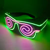 Spiral LED Party Glasses Dual Color EL Wire Light Up Goggles – Battery Operated Neon Eyewear for EDM, Disco, Birthday & Night Events 1pc Random