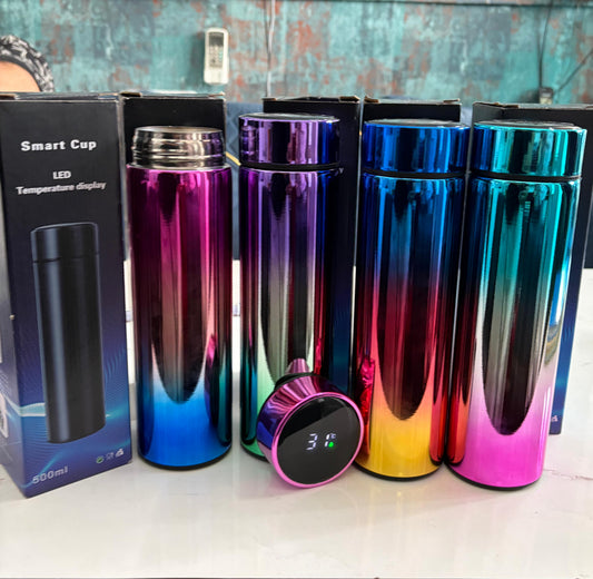 Smart Temperature Display Water Bottle – 500ML Stainless Steel Vacuum Insulated Flask with LED Touch Temperature Display | Leakproof Thermos for Hot & Cold Drinks Multicolor 1pc