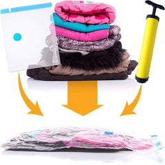 Space Saver Vacuum Storage Bags for Clothes & Blankets | Reusable Ziplock Packing Bags with Pump for Travel & Home Storage Transparent 4pc