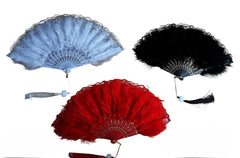 Vintage Lace Hand Fan – Feathered Folding Flapper Style Fan for 1920s Theme, Wedding, Halloween Cosplay & Party Décor Random 1pc