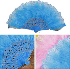 Vintage Lace Hand Fan – Feathered Folding Flapper Style Fan for 1920s Theme, Wedding, Halloween Cosplay & Party Décor Random 1pc