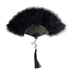 Vintage Lace Hand Fan – Feathered Folding Flapper Style Fan for 1920s Theme, Wedding, Halloween Cosplay & Party Décor Random 1pc
