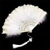 Vintage Lace Hand Fan – Feathered Folding Flapper Style Fan for 1920s Theme, Wedding, Halloween Cosplay & Party Décor Random 1pc